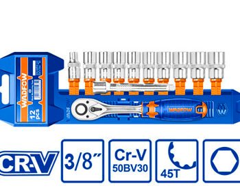 JUEGO CUBOS WADFOW WST3212 12 PZAS 3/8" MILIMETRICO CON CHICHARRA