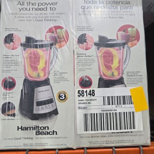 Hamilton Beach stainless front-glass jar blender... LICUADORA / 58148N