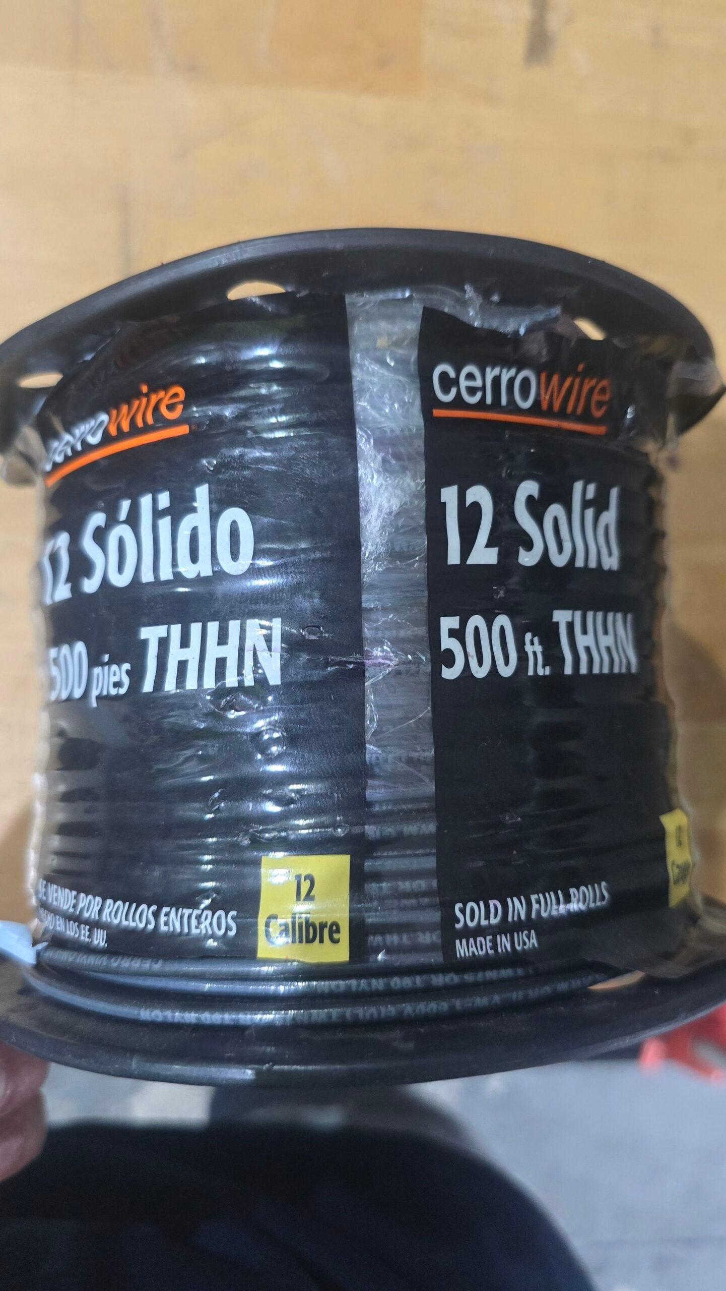 1733949943676.jpeg CERROWIRE THHN 12G CALIBRE 12 NEGRO SÓLIDO COBRE ALAMBRE 500 FT CARRETE 12 AWG / THHN12G