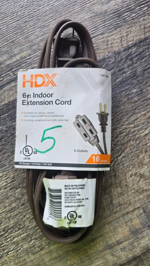 Extensión HDX 6 FT /INDOOR EXTENSIÓN CORD MARON /144983
