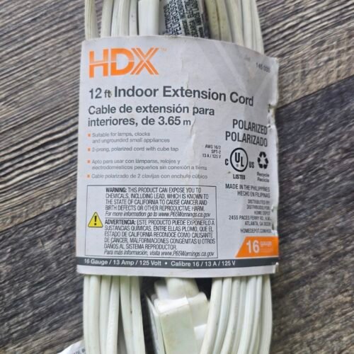 Extensión HDX 12 FT /INDOOR EXTENSIÓN CORD BLANCA / 145033