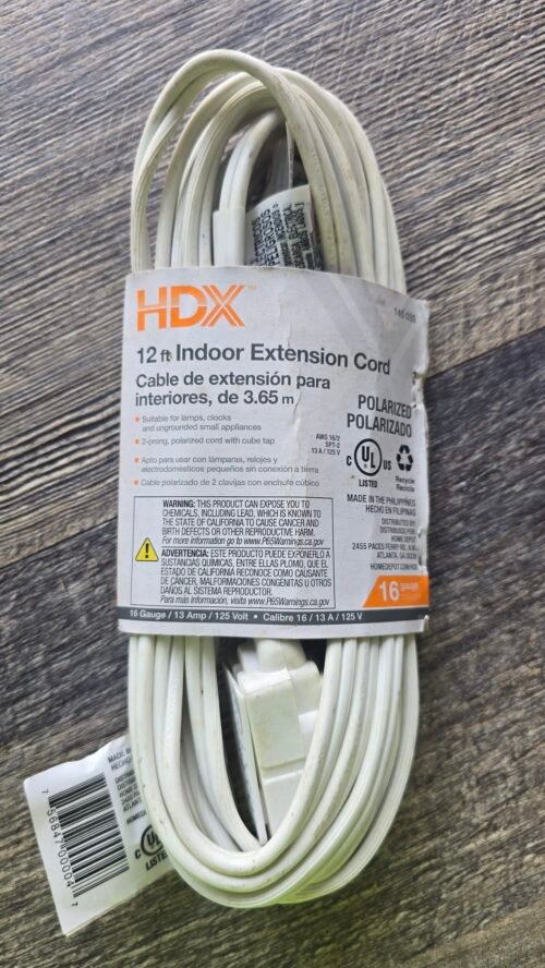Extensión HDX 12 FT /INDOOR EXTENSIÓN CORD BLANCA / 145033