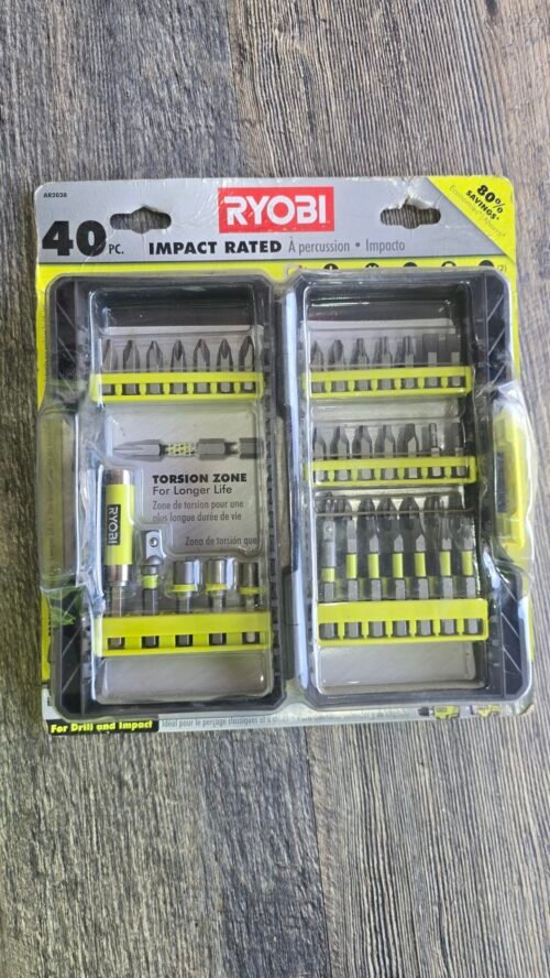 Ryobi 40 brocas de conducción con clasificación de impacto con solución de almacenamiento de colección Dock-It (el embalaje puede variar)  AR2038