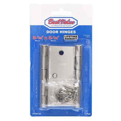 BISAGRA TIPO LIBRO BEST VALUE F19P35 3.5 X 3.5 " NIQUEL SATINADO EMPAQUE DE 2 /064662