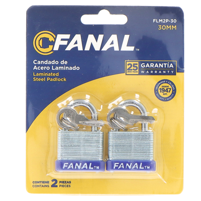 CANDADOS AMAESTRADOS FANAL FLM2P-30 LAMINADOS 30 MM JUEGO DE 2 / 061343