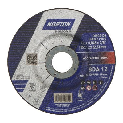 DISCO CORTE NORTON BDA12/BNA12 METAL 4-1/2X.045X7/8" CONCAVO 115X1.2X22.23MM / 048755