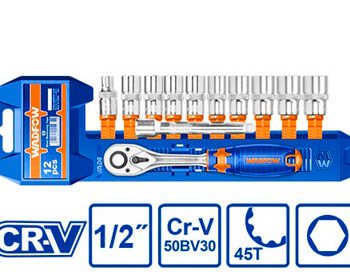 JUEGO CUBOS WADFOW WST2212 12 PZAS 1/2" MILIMETRICO CON CHICHARRA /058180