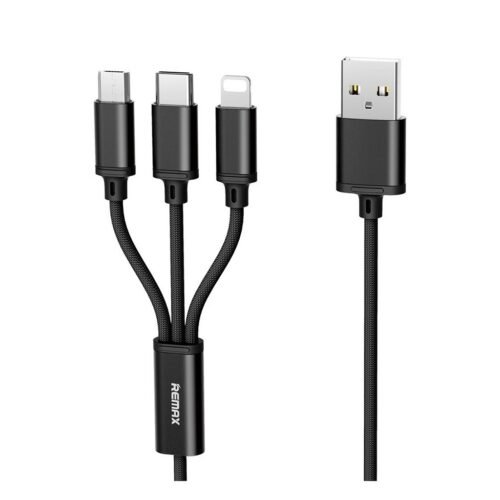 CABLE DE DATOS USB TRENZADO 3 EN 1, REMAX. REF: RC-186th