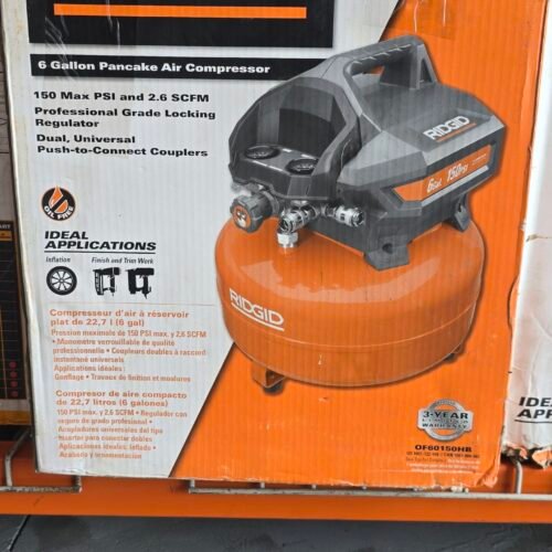 Ridgid 6 galones 150 PSI compresora eléctrica para mantenimiento portátil.