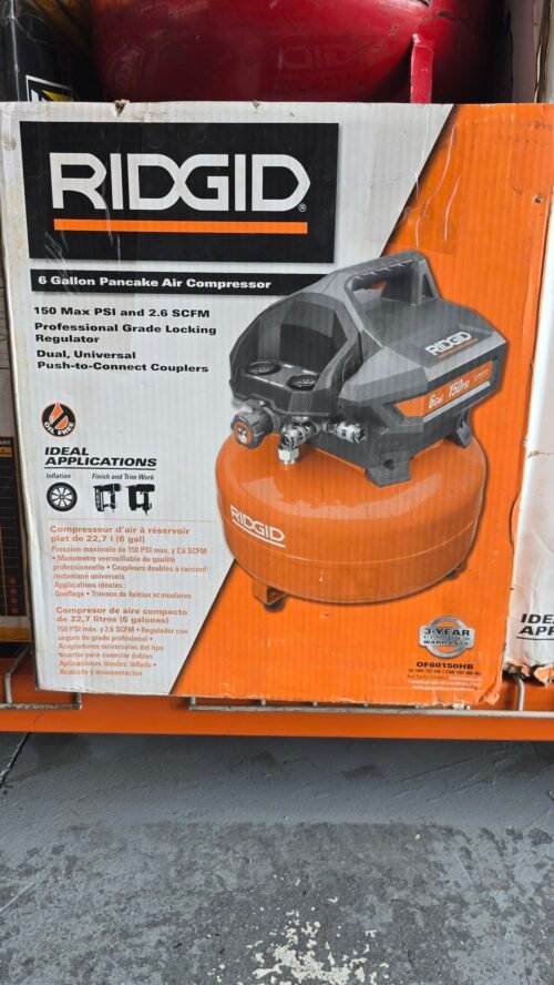 Ridgid 6 galones 150 PSI compresora eléctrica para mantenimiento portátil.