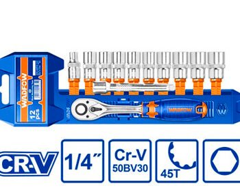 JUEGO CUBOS WADFOW WST4212 12 PZAS 1/4" MILIMETRICO CON CHICHARRA