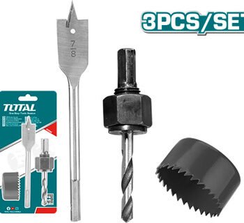 JUEGO SIERRA COPA TOTAL TACSH1031 3 PIEZAS CON MADRIL/BARRENA PLANA/060590